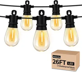 Mddus10030-ts20w0-s14 Meidaoduo Outdoor String Lights Led White 100ft Patio With 32 1w Dimmable Sh