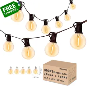 Us300150-tx20b0-g40-27-2p Meidaoduo Outdoor String Lights 300ft Waterproof G40 Led Globe With 155 Shat