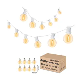Us400200-tx20w0-g40s127-00 Meidaoduo 400ft White String Lights For Outside With 200 8 Extral Led G40 Bulbs Globe S