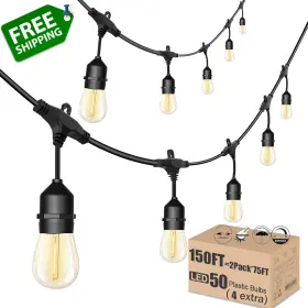 Us7123-ts20b1-s14r122 Meidaoduo String Lights For Outside Led 150 Ft Shatterproof Patio With 50 Waterproo