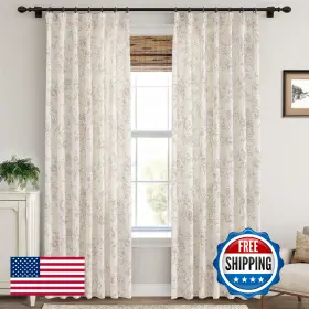 B0fms78tp4 Meikelor Pinch Pleated Floral Linen Curtains 84 Inch Long Coffee And Cream Memory Trained