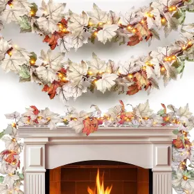 B0fcdhwddb Meknow 9ft Thanksgiving Garland With 50 Lights Plug-in Fall Decor Ul Certified