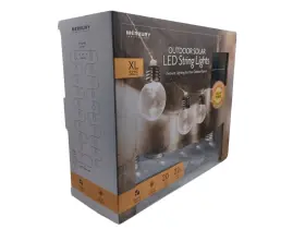 Merkury Innovations 194383000556 Outdoor Solor Led String Lights - 20 Bulbs 22 Ft Length Weatherproof