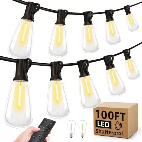 Mgvih 788362027681 Outdoor String Led Patio Lights - 100ft 30m Outside Waterproof Light With Remote