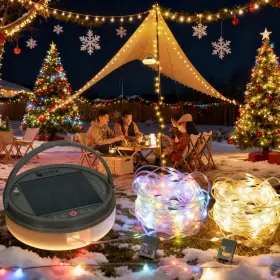 B0fd9jkp19 Mgyif Solar Camping Lights 130 Leds 33ft Fairy String 13 Modes Portable Waterproof