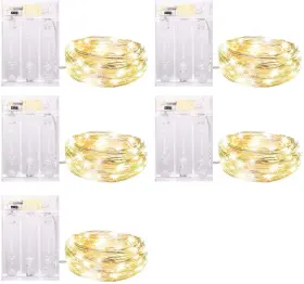 B097bsm3rl Minetom Fairy Lights Battery Operated 5 Pack 7ft 20 Led String Timer Silv