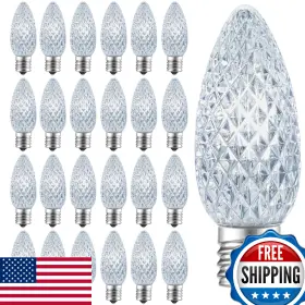 B0cb2z74j1 Minetom 50pk C9 Led Christmas Light Bulbs Dimmable Cool White Strawberry