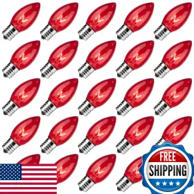 B0dxvkfgsr Minetom 25pk C9 Red Incandescent Christmas Light Bulbs Outdoor 7w E17 Base