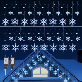 B0fdb5h12g Minetom 2-pack 13ft 192 Led Christmas Snowflake Icicle Lights 16 Modes