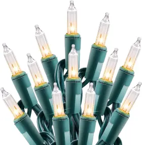 Hwo-100  Minetom Hwo-100/2fc 0.34a Clear Christmas String Lights 100 Count 25 Feet Incandescent Bulb Mini