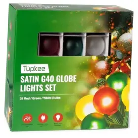 Myh0c7 Ming Yang Hung Material Of Lights Co. Ltd G40 Satin Globe Set 25 Red Green And Clear Bulbs - Indoor Outdoor