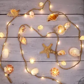 Miya Life 791348074906 7.2ft 39led Seashell Garland Lights Battery Operated Coastal Beach Decor