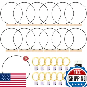 B0cgwgsm74 Mjrasg 12 Pack Floral Hoop With Stand And Led Fairy Lights 14 Inch Metal Rings For Diy