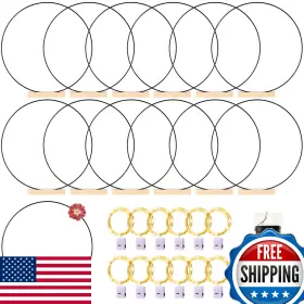 B0cgwh14pj Mjrasg 12 Pack Floral Hoop With Stand And Led Fairy Lights 16 Inch Metal Rings For Diy