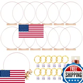 B0cgx3y6jk Mjrasg 12 Pack Floral Hoop With Stand And Led Fairy Lights 18 Inch Metal Rings For Diy
