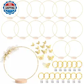 B0dgkyfwgk Mjrasg 14 Pack Floral Hoop With Stand And Led Fairy Lights 12 Inch Metal Rings For Diy