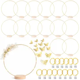 B0dgkzm26t Mjrasg 14 Pack Floral Hoop With Stand And Led Fairy Lights 16 Inch Metal Rings For Diy