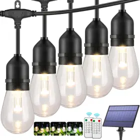 B082lsmcxh Mlambert 3-color In 1 Solar String Lights Outdoor Waterproof Dimmable 48ft Remo
