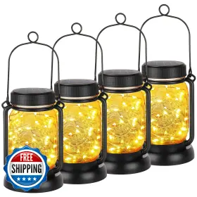B09h6w4k3r Mlambert 4-pack Solar Mason Jar Lanterns With Stakes Outdoor Waterproof Led