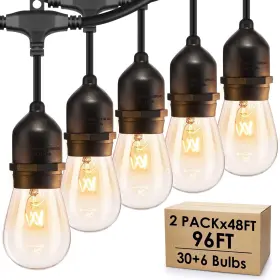 Gls-18j2p-e26s-15 Mlambert 96ft Dimmable Outdoor String Lights With Commercial Grade Wire Wate
