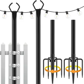Mutovlin 734598469702 2 Pack String Light Poles 10 Ft For Outside Black
