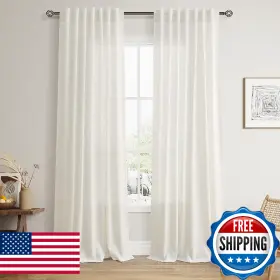 B0ft37lk2l Nanspring Natural Linen Curtains 100 Inches Long For Living Room 2 Panel Set Wit