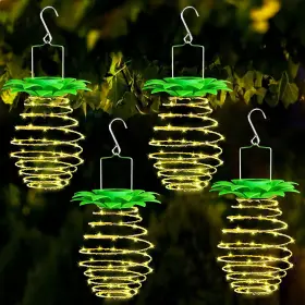 Nanzhujin 767445525733 4pack Solar Pineapple Lights Outdoor 60led Waterproof Hanging Lan
