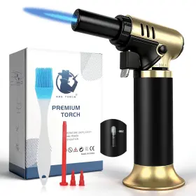 L5585go Navpeak Kitchen Butane Torch Lighter Refillable Jet Flame With Gold