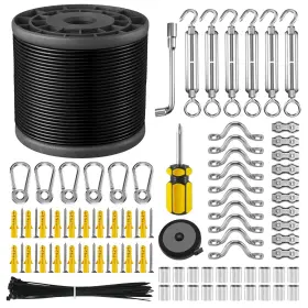 Nereus 665270306582 String Light Hanging Kit With 200 Ft Vinyl Coated 304 Stainless Steel Cable