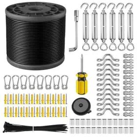 Nereus 665270306599 String Light Hanging Kit With 250 Ft Vinyl Coated 304 Stainless Steel Cable Stri