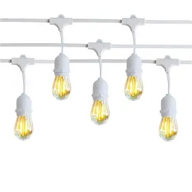 Niosta 708210979047 Outdoor String Lights Led 24ft White Cord 12 Hanging S14 Bulbs 2200k Shatterp