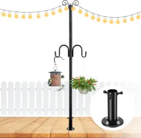 38dgc-16myg-ygh-9jie Nobrand 10ft Outdoor String Light Pole Stand With Hook For Deck Patio Garden Wedding