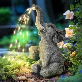 Nobrand 482636903434 Solar Elephant Statue Outdoor Garden Decor Gift For Women Constant Lights