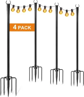 Ugl24081402 Nobrand 10ft String Light Poles 4 Pack Metal Hanger For Outdoor Patio Garden Decor
