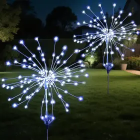 Yy-k5001c-yanhua-120-2-bai Nobrand Solar Firework Lights 2 Pack 120 Leds Outdoor Garden