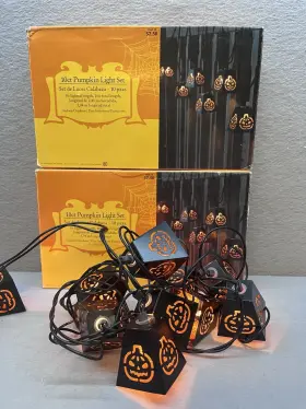 Noma 028208212087 2 Boxes Y2k Patio Party Pumpkins Lanterns Lights Set New Open Box Vintage Tested