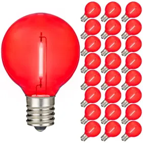 G40-e12-1f-120v Novelty Lights 25 Pack Red G40 Led Filament String Light Bulbs E12/c7 Candel