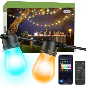 Nvs14-rgbcw-us-f30 Novostella Outdoor String Lights 91.2ft Rainbowcolor Smart Patio Light Outsi