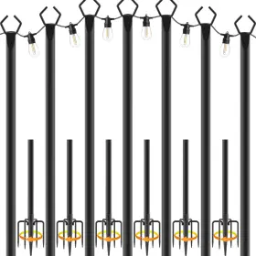 Nuerpo 7jie-10ft-cdg-h 7 Pack String Light Poles Metal 10 Ft Black