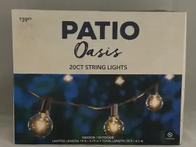 Oasis 028208894603 Patio 20ct String Lights - Indoor / Outdoor