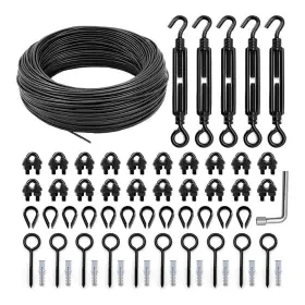 Objlgev 313101841824 100 Ft. Pvc Coated Steel Cable String Light Hanging Kit Outdoor Black Suspension