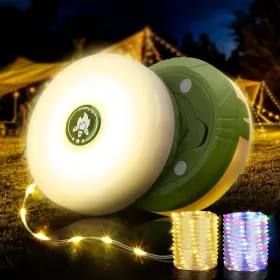 Ogery 705353101878 2-pack Camping String Lights 4 In 1 Quick Storage 32.8ft Rechargeable Ten