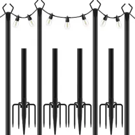 Ogetfuur 313042544594 4-pack 10 Ft. String Light Poles With Fence Brackets For Deck Patio And Backyar