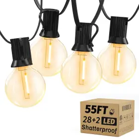 Il-e12-2005528 Ohlux Outdoor String Lights 55ft Shatterproof Led Patio With 30 Dimmable Pla