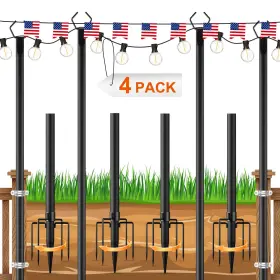 Poles-4p Ohlux 4 Pack 10ft String Light Poles Outdoor With Fence Brackets For Hanging Poles-4p Ohlux 4 Pack 10ft String Light Poles Outdoor With Fence Brackets For Hanging