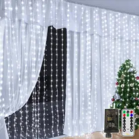 B0f6l728w1 Ollny 600 Led Rgbw Outdoor Curtain Lights 19.7ft X 9.8ft Remote 8 Modes