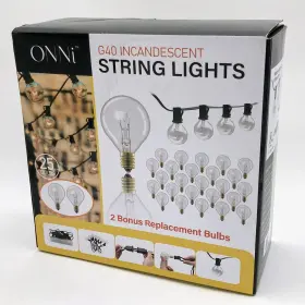 94620 Onni G40 Incandescent String Lights Set 25 Bulbs Indoor/outdoor Ip44 Waterproof