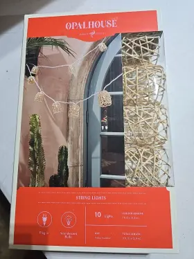 Opalhouse 092239380428 Mini Faux Wicker String Lights Boho Natural 10ct Incandescent