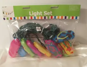 Oriental Trading Co 887600129191 String Light Set Flip Flop Sandal Beach Tiki Green Cord 8 Foot Indoor Outdoor