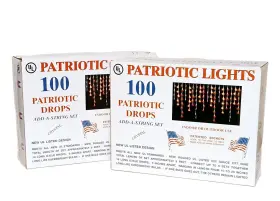 97100 Orman Inc. Vintage Patriotic Lights 2 Boxes Of 100 Red White And Blue Drop String
